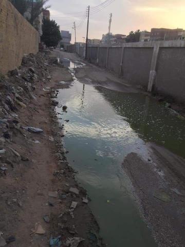 صورة لمياه الصرف الصحي بشوارع المدينة