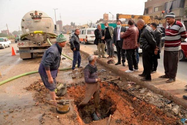 اصلاح كسر مفاجىء بخط مياه