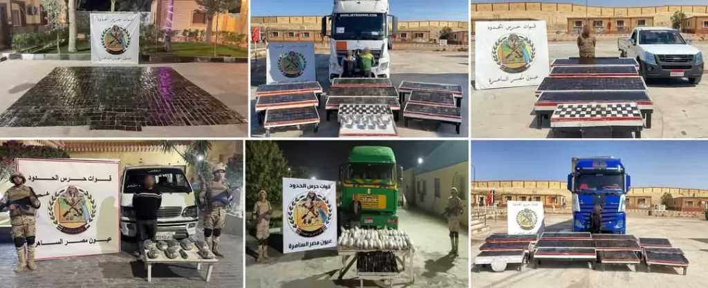 قوات حرس الحدود  تضبط عدد من الأسلحة والذخائر ” و الحشيش والهيدرو والأفيون ” والأقراص المخدرة