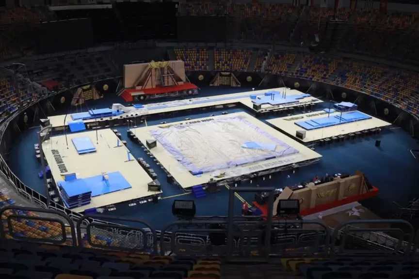 بلمسة أولمبية، صالة استاد القاهرة تتزين لاستقبال كأس العالم للجمباز الفني