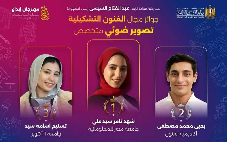 جامعة مصر للمعلوماتية تفوز بالمركز الأول في مسابقة الفنون التشكيلية بمهرجان ابداع لشباب الجامعات