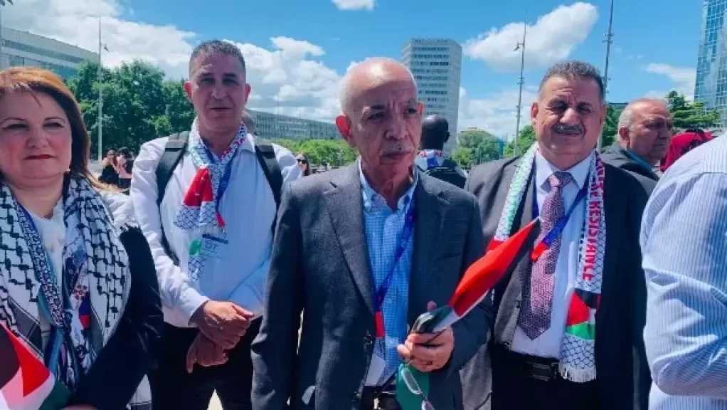 وقفة عمالية حاشدة بجنيف احتفالا باعتماد فلسطين بصفة مراقب في منظمة العمل