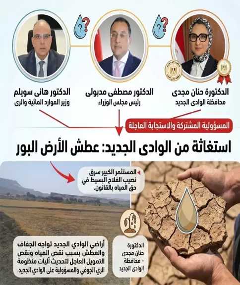 إلى رئيس الوزراء ووزير الري ومحافظة الوادي الجديد: أنقذوا 200 أسرة يقتلها العطش بـ ”الداخله ”!