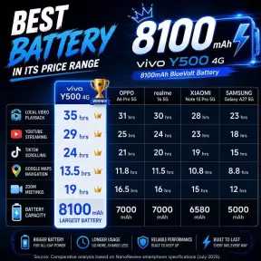 قوة تدوم أكثر: لماذا يقدم vivo Y500 أكبر بطارية في فئته السعرية؟