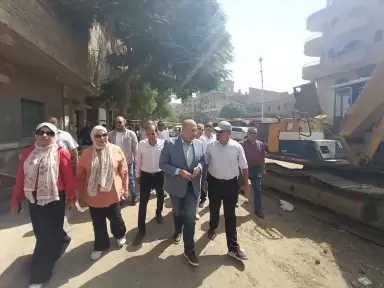 نائب محافظ الجيزة يتابع أعمال ربط مشروع الصرف الصحي لقريتي منيل شيحة وطموه بأبو النمرس وخط الصرف الصحي بالشلايش